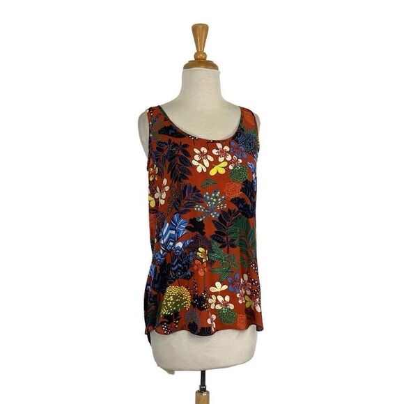 Workshop Republic Clothing S Tank Top Orange Floral Fall Cottagecore Boho - Picture 2 of 8